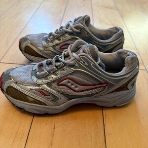 Saucony Silver with Red Accent Athletic Sneakers